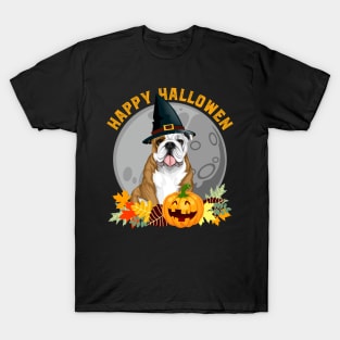 Happy Halloween Bulldog and Pumpkin T-Shirt